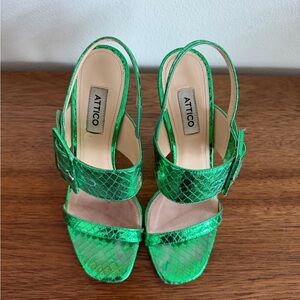 Metallic Green Slingback Sandals